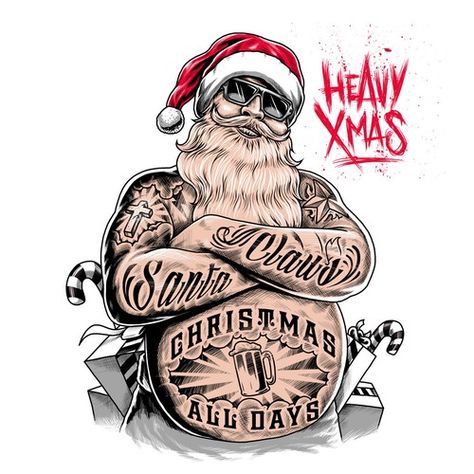 Runner-up design by Executor Scary Christmas, Christmas Tattoo, Tattoo Magazine, Creepy Christmas, Dark Christmas, Santa Clause, Christmas Drawing, Christmas Wallpaper, Tattoo Style