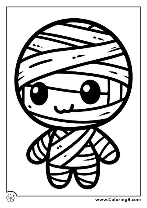 Cute mummy drawing to color Mummy Drawing, Drawing To Color, Free Printable Halloween Coloring Pages, Terrifying Creatures, Cute Mummy, Spooky Designs, Printable Halloween, Halloween Coloring Pages, Cute Coloring Pages