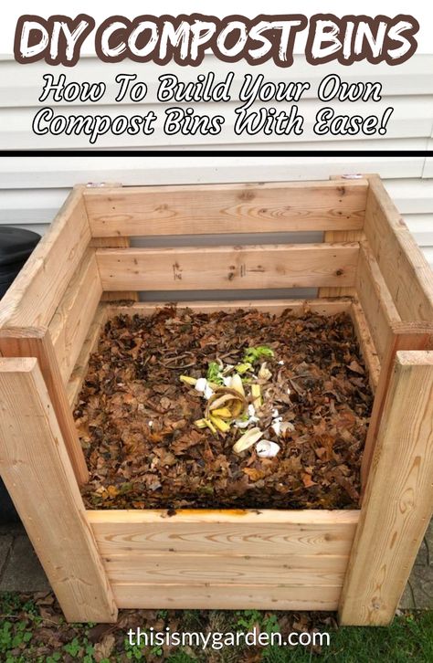 See how to easily build your own compost bin to make loads of black gold for your plants! Nothing can help build soil and supply nutrients to plants like compost. #diycompostbins #compostbins Simple Diy Compost Bin, Wood Compost Bin Diy, Wooden Compost Bin Diy, Build A Compost Bin Easy Diy, Diy Outdoor Compost, Make A Compost Bin Diy, Compost Bay Design, Compost Bin Ideas Outdoors, Compost Box Diy