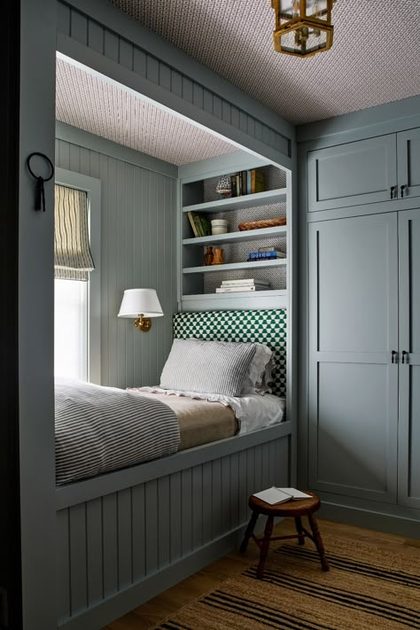 bed Built In Single Bed With Storage, Bed Alcove, North Carolina Beach House, Bed Nooks, Built In Beds, Alcove Bed, Sleeping Nook, Bed Nook, Bedroom Nook