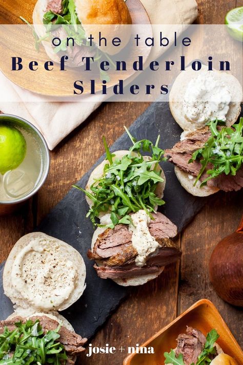 Beef Tenderloin With Horseradish Sauce, Filet Mignon Sliders Recipe, Filet Sliders Recipe, Roast Beef Sliders With Horseradish, Steak Sliders With Horseradish, Fancy Roast Beef Sandwich, Beef Tenderloin Sandwiches Parties, Beef Tenderloin Leftovers, Tenderloin Steak Sandwich Recipes