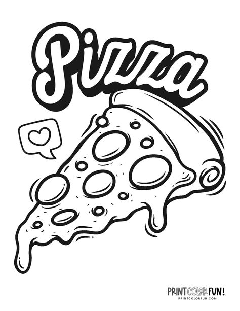 Pizza Coloring Page, Pizza Drawing, Shopkins Colouring Pages, Bat Coloring Pages, Santa Coloring Pages, Cute Pizza, Pizza Art, Food Coloring Pages, Kid Coloring Page