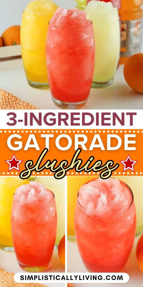 gatorade slushies Gatorade Slushie Recipe, Homemade Slushies, Slushie Recipe, Ice Pops, Ginger Ale, Slushies, Intense Workout, 3 Ingredients, Summer Drinks