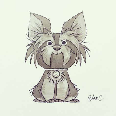 Art by Elsa Chang*  • Blog/Website | (https://www.instagram.com/elsasketch) Bunny Sketches, Dog Design Art, Cute Dog Drawing, Angry Animals, Animal Character Design, Cartoon Dogs, Animal Caricature, Dog Illustrations, Yorkie Terrier