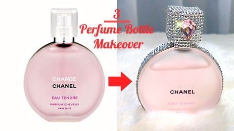 3 DIY Perfume Bottle Makeovers Chanel Decor, Diy Perfume, Rhinestone Sticker, Store Hacks, Dollar Store Hacks, Diy Rhinestone, Do It Yourself Crafts, Home Decor Wedding, Beauty Influencer