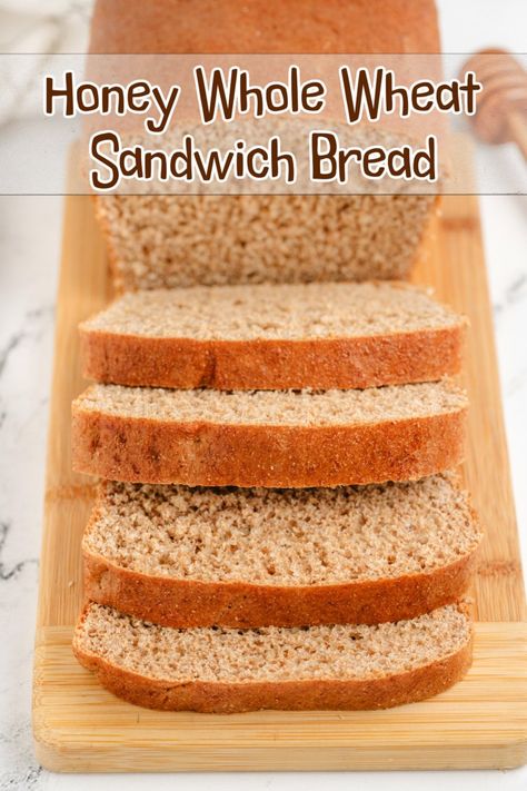 No Rise Sandwich Bread, Easy Wheat Sandwich Bread, Honey Wheat Sandwich Bread Recipe, Honey Wheat Sandwich Bread, Honey Whole Wheat Bread Recipe, Honey Wheat Bread Recipe, Whole Wheat Sandwich Bread Recipe, Cheesy Garlic Knots, Wheat Sandwich Bread Recipe