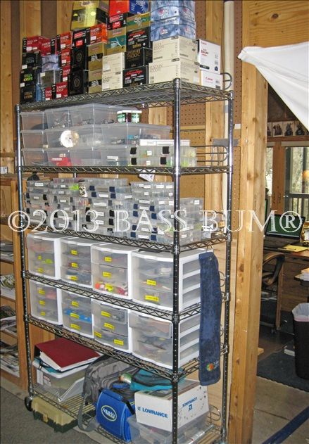 Fishing Tackle Gear - A Fishing Man Cave - Fishing Tackle Storage Systems How To Organize Fishing Stuff, Organizing Fishing Gear, Fishing Tackle Storage Garage, Peg Board Fishing Tackle, Fishing Storage Ideas Garage, Pegboard Fishing Organization, Fishing Equipment Storage Ideas, Fishing Storage Ideas Organizing, Fishing Tackle Storage Ideas