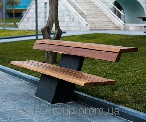 Bench Design Outdoor, Kursi Outdoor, Modern Bench Outdoor, Wood Chair Diy, Modern Wood Furniture, Welded Furniture, Backyard Garden Layout, Art Furniture Design, Furniture Details Design