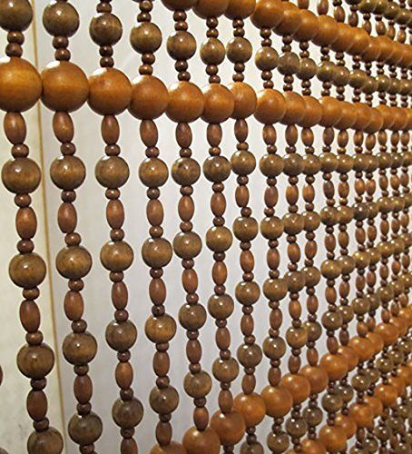 Wood Bead Curtain, Beaded Curtains Diy, Groovy Interiors, Collage Bedroom, Installation Ideas, Curtain Room Divider, Bedroom Seating Area, Bead Curtain, Brown Curtains