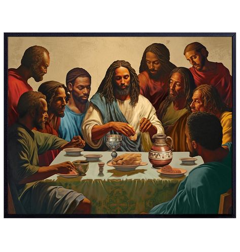 Amazon.com: African Americans Black Jesus Poster - spiritual Religious African American Wall Art - The Last Supper Wall Decor - Jesus Wall Art & Decor - Jesus Christ - Christian Gifts - Inspirational God Decor : Handmade Products Black Last Supper, Tropical Artwork, Jesus Poster, American Wall Art, African American Wall Art, Unique Wall Art Decor, Jesus Wall Art, Black Jesus, The Last Supper