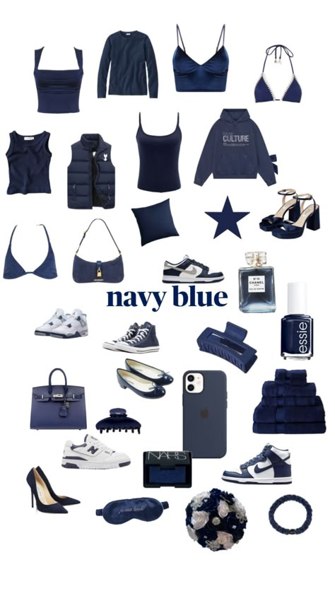 navy blue !! #outfitinspo #beauty Navy Blue Clothes Color Combos, Cute Navy Blue Outfits, Navy Summer Outfit, Navy Blue Summer Outfits, Navy Blue Outfits For Women, Navy Blue Outfit Aesthetic, Navy Outfits For Women, Navy Outfit Ideas, Navy Top Outfit