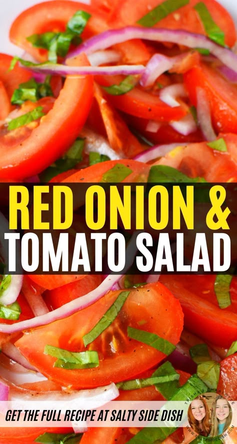 Red Onion And Tomato Salad, Tomato And Onion Salad Recipes, Tomatoe Salad Recipe, Tomato Red Onion Salad, Onion Tomato Salad, Marinated Tomato Salad, Tomato Onion Salad, June Recipes, Mediterranean Salads