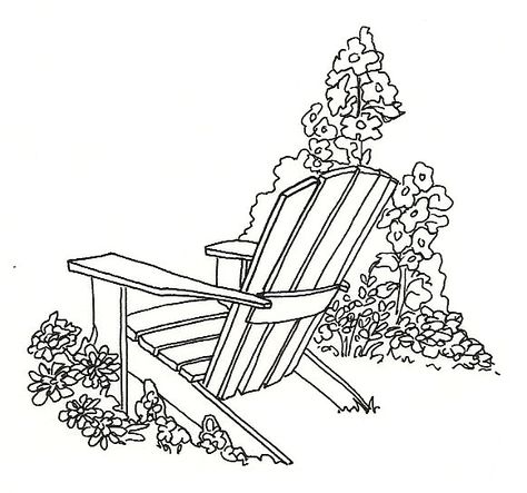 adirondack chair | hawley wright Adirondack Chair Tattoo, Adirondack Tattoo, Sculptural Embroidery, Chairs Drawing, Digi Pics, Cottage Logo, Drawing Fire, Summer Doodles, Lazy Boy Chair