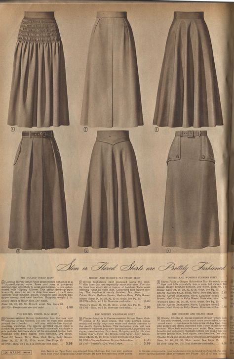 1940s Skirt Pattern, Rok Midi, 1950s Fashion Women, Victorian Era Fashion, Vintage Vogue Sewing Patterns, Modest Dresses Casual, Dress Design Sketches, 40s Fashion, Old Fashion