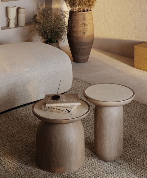 Japandi End Table, Side Table Japandi, Japandi Side Table, Bunching Tables, Japandi Table, Table Japandi, Interior Design Table, Chair And Coffee Table, Side Table Ideas