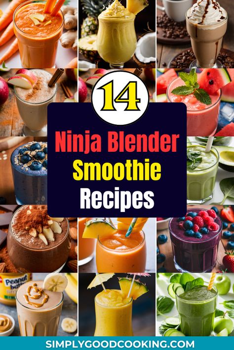 14 easy Ninja blender smoothie recipes for quick, healthy drinks! Perfect for weight loss, breakfast, or a post-workout boost. Get your daily dose of fruits & veggies with these simple & delicious recipes. Blend it up! Smoothie recipes, Ninja blender, healthy smoothies.  #NinjaBlenderRecipes #SmoothieRecipes #HealthySmoothies #EasySmoothies #BlenderRecipes Ninja Blender Smoothies, Blender Recipes Smoothies, Ninja Blender Recipes, Blender Smoothie, Simple Delicious Recipes, Ninja Blender, Blender Recipes, Easy Smoothies, Easy Delicious Recipes