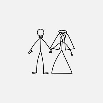 Doodle Of Couple, Pictures To Draw Your Boyfriend, Stick Figure Relationship, Stick Figure Tattoo Couple, Wedding Doodles Simple, Engagement Doodles, Stick Figure Drawing Couple, Wedding Drawing Easy, Stick Figures In Love