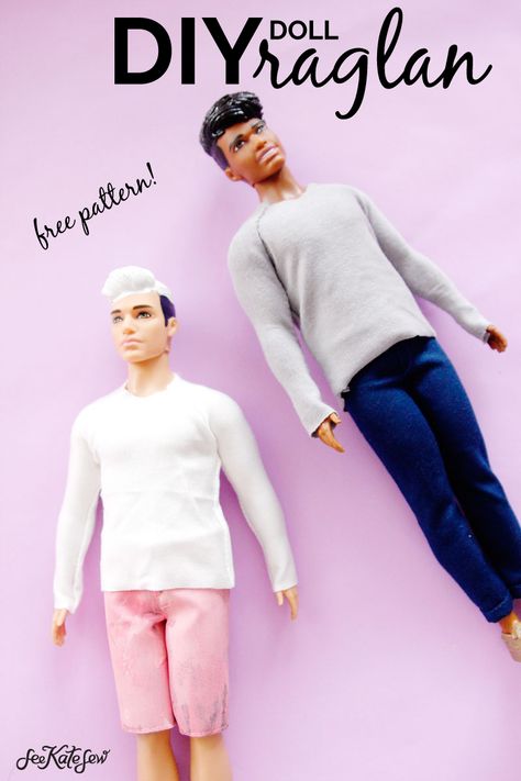 Ken Barbie Doll shirt Pattern {FREE!} - see kate sew Ken Doll Clothing Patterns Free, Free Ken Doll Clothes Patterns, Crochet Ken Doll Clothes Patterns Free, Ken Clothes Patterns Free, Doll Shirt Pattern Free, Ken Doll Clothes Patterns Free, Easy Barbie Clothes Diy, Barbie Patterns Free, Free Barbie Sewing Patterns