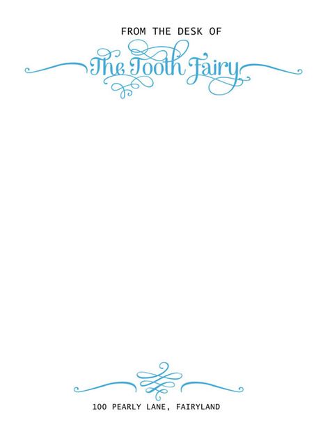 Fairy Stationary, Tooth Fairy Letter Template, Tooth Fairy Letter, Letter Template Word, The Tooth Fairy, Word Free, Letterhead Template, Letterhead Design, Tooth Fairy Pillow