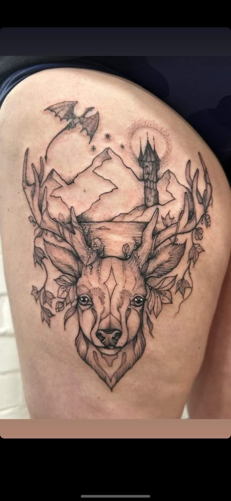 Sarahjmaas Tattoo, Lord Of The North Tog Tattoo, Sarah J Maas Tattoo Sleeve, Manon And The Thirteen Tattoo, The 13 Tattoo Tog, Terrasen Tog Tattoo, Manon And Abraxos Tattoo, Thrown Of Glass Tattoos, Throne Of Glass Stag Tattoo