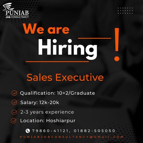 #Sales #SalesExecutive #Marketing #CustomerService #Retail #Jobs #Hoshiarpur #JobsinHoshiarpur #PunjabJobConsultancy Hiring Poster Creative, Recruitment Poster Design, Hiring Poster, Sales Executive, Poster Creative, Recruitment Poster, Sales Marketing, We Are Hiring, Creative Ads