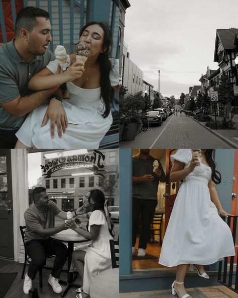 Bianca & Jacob enjoying a night on the town & chasing each other around the park! A spontaneous ice cream stop was a necessity to end their romantic summer date night 🍨🍒 Oh, and I was there too 🫶🏼 #engagementsession #weddingphotography #eastcoastwedding #eastcoastweddingphotographer #philadelphiaweddingphotographer #documentaryweddingphotography #engagementinspo Eloping Pictures Ideas, Engagement Photos With Ice Cream, Engagement Photos Ice Cream Shop, Ice Cream Parlor Engagement Photos, Engagement Shoot Ice Cream, Ice Cream Maternity Shoot, Ice Cream Date Photoshoot, Ice Cream Couple Photoshoot, Date Night Engagement Shoot