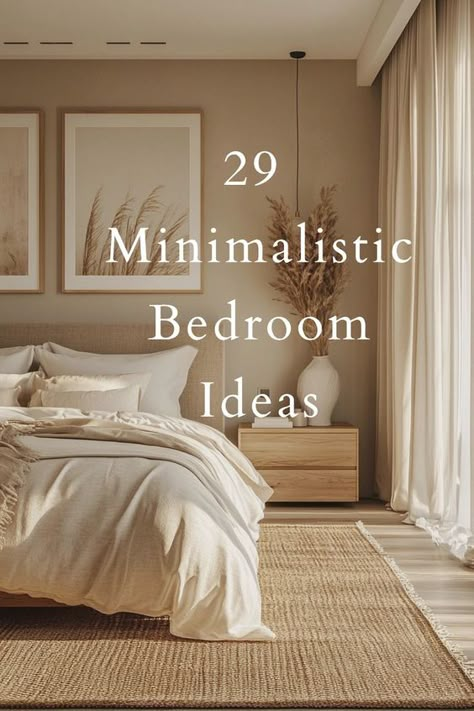 Transform your bedroom into a serene, clutter-free oasis with these 29 minimalist design ideas! From sleek furniture to calming color palettes, discover simple yet stylish ways to create a peaceful retreat you'll love to unwind in. Simple One Bedroom Apartment Decor, Master Room Minimalist Bedroom Ideas, Bedroom Decor Peaceful, Neutral Bedroom With Accent Color, Bedroom Decor Light Colors, Simple Comfy Bedroom Ideas, Larger Bedroom Ideas, Simple And Minimalist Bedroom, Ways To Decorate A Small Bedroom