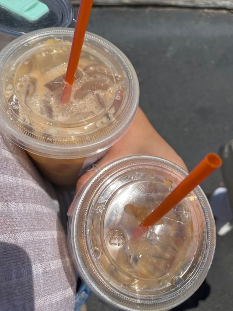 Two iced coffees from Dunkin Donuts Dunkin Iced Coffee Aesthetic, Dunkin Aesthetic, Fall Donuts, Dunkin Iced Coffee, Dunkin Donuts Iced Coffee, Diy Fashion Hacks, Holiday Coffee, Coffee Pictures, Iced Latte