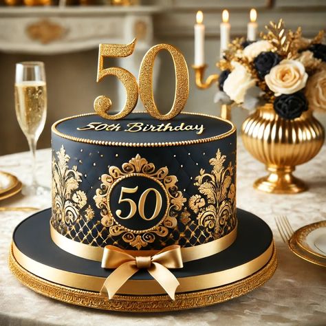 50th Birthday Cake Ideas Images 2 50 Th Birthday Cake For Men, Birthday Cake 50th Women, Royal Blue And Gold Cake, Purple And Silver Cake, 50th Birthday Cake For Mom, 50 Years Birthday Cake, 50th Birthday Cake Ideas, Happy 50th Birthday Cake, 50th Birthday Cake Images