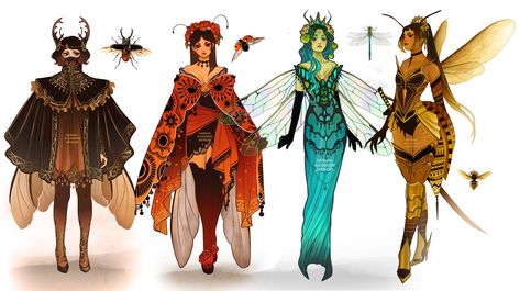 Hannah Alexander Artwork on Twitter: "Bug Fae Collection 🐞 https://t.co/rDWvuxHfKq" / Twitter Insect Queen Art, Bug Inspired Ocs, Ladybug Redesign, Moth Based Character, Hannah Alexander Artwork, Insect Fairy Character Design, Insect Girl Art, Hannah Alexander, Jester Outfit