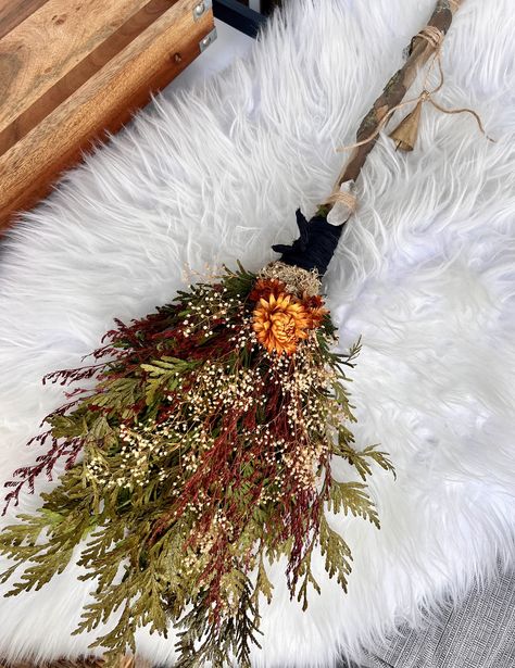 Floral Witch Broom, Harvest Besom, Floral Wall Decor, Altar Besom, Protection Besom Broom, by BloomingDaily on Etsy Alter Space, Besom Broom, Floral Witch, Witch Broom, Floral Wall Decor, Brooms, Clear Quartz Crystal, Floral Wall, Clear Quartz