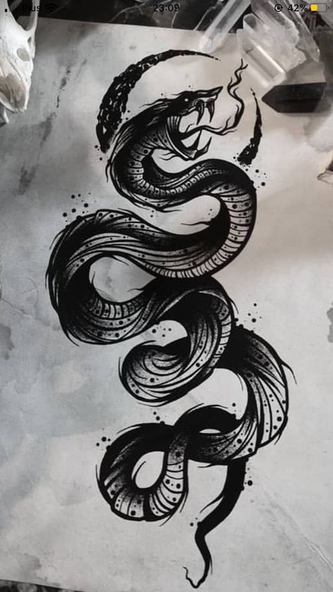 Snake Drawing, Rune Tattoo, Snake Tattoo Design, Creepy Tattoos, Tattoo Style Drawings, Dark Art Tattoo, Tattoo Art Drawings, Dark Tattoo, Viking Tattoos