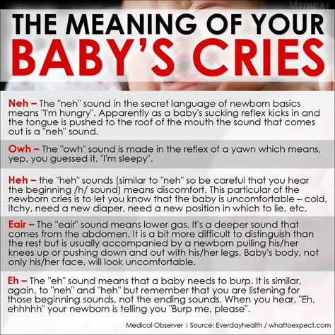 Newborn Cries Meaning, Baby Cry Meaning, Baby Noises Meaning, Baby Cries Meaning, Colicky Baby, Baby Routine, Baby Help, Newborn Baby Tips, Baby Information