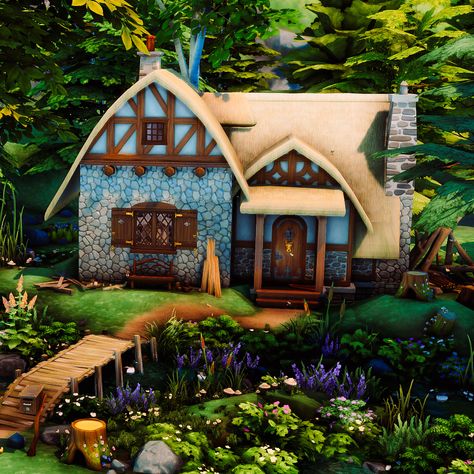 Sims 4 Disney Princess House, Sims 4 Snow White Cottage, Sims 4 Fairytale House, Disney Cottage, Snow White House, Disney Princess House, Cottage Sims 4, Sims Disney, Sims 4 Photography