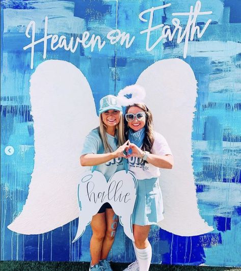 Heaven On Earth Bid Day, Match Made In Heaven Bid Day, Angel Bid Day, Angel Bid Day Theme, Match Made In Heaven Big Little, Kappa Delta Chi, Recruitment Themes, Tri Delt, Angel Theme