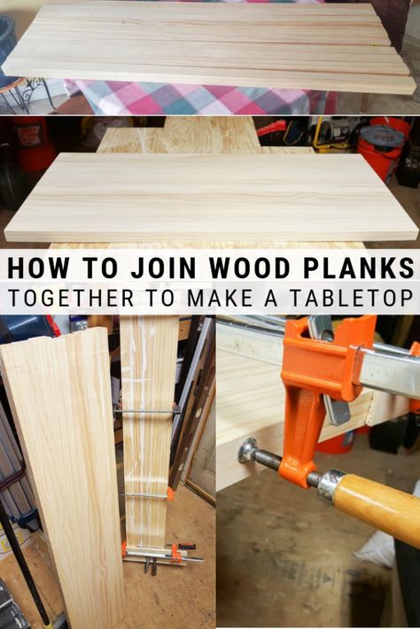 Learn seven handy tips for how to join wood planks together for a tabletop. I promise they'll make the process much easier and frustration-free. How To Make A Wood Table Top, Joining Wood Together, Making A Table Top Wood, Joining Boards For A Table Top, How To Join Wood Boards Together, How To Make A Table Top, Wood Techniques, Diy Wooden Table, Tabletop Diy