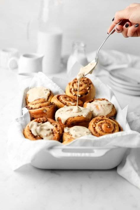 Butter Pecan Cinnamon Rolls Sturbridge Bakery, Pecan Cinnamon, Candied Pecan, Maple Cream Cheese Frosting, Pecan Cinnamon Rolls, Maple Cream Cheese, Sweet Bread Rolls, Cinnamon Filling, Cinnamon Pecans