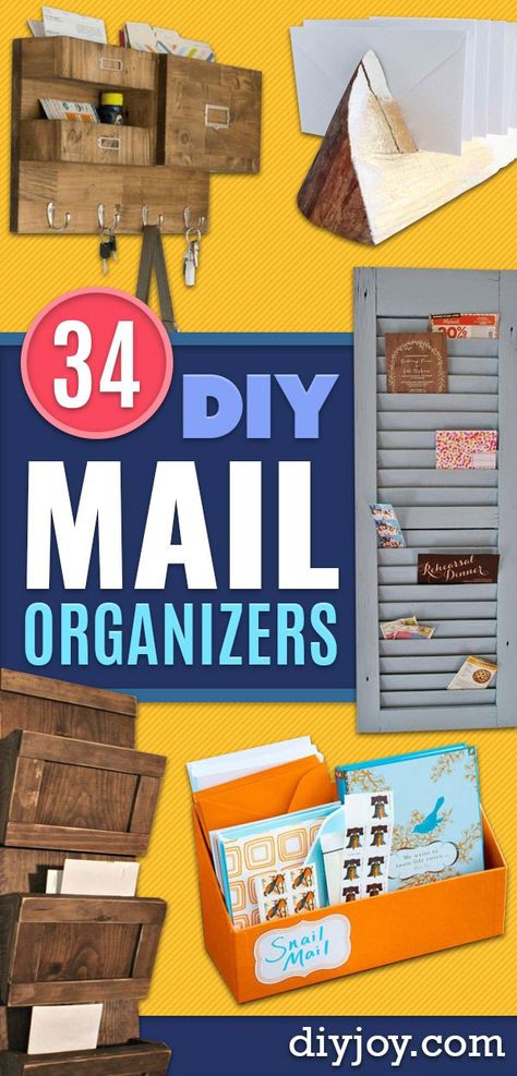 DIY Mail Organizers - Cheap and Easy Ideas for Getting Organized - Creative Home Decor on A Budget - Farmhouse, Modern and Rustic Mail Sorter, Organizer Hanging Mail Organizer, Diy Mail Organizer, Dollar Tree Diy Organization, Budget Farmhouse, Diy Mail, Mail Organizer Wall, Mail Storage, Dollar Tree Organization, Mail Sorter