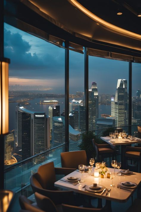 Elevate your dining experience to new heights! 🌟 Indulge in a gastronomic adventure at a rooftop restaurant in Singapore, where the skyline becomes your backdrop. Join us in savoring exquisite cuisine with a touch of elegance. Elevate your moments—dine in the clouds! 🌇🥂 #RooftopRestaurantSkylineSoireeSG #GastronomicAdventureElegance #ExquisiteCuisineMoments #ElevateYourDiningExperience #DineInTheClouds Singapore Rooftop Bar, Elegant Restaurant Interior Design, New York Rooftop Bar, Singapore Restaurants, Dark Restaurant, Rooftop Dinner, Rooftop City, New York Rooftop, Rooftop Restaurant Design