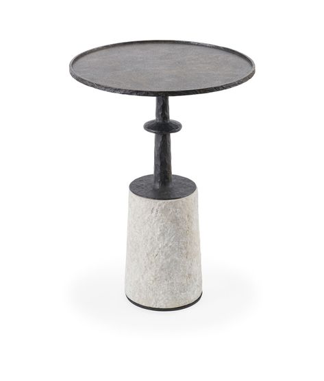 Tahoe Side Table | Gregorius Pineo Decorating Table, Trunk Side Table, Stone Mirror, Dining Table Lamps, Hammered Iron, Bedroom False Ceiling Design, Furniture Side Tables, Home Decorating Ideas, Fitted Furniture