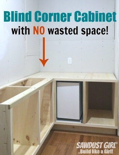 Build Your Own Kitchen Cabinets Diy, Corners In Kitchen Cabinets, Diy Build Kitchen Cabinets, Home Made Kitchen Cabinets Diy, Diy Small Pantry Cabinet, Inside Corner Kitchen Cabinet, Diy Lower Cabinets, Custom Corner Cabinet, Magic Corner Kitchen Cabinet Diy