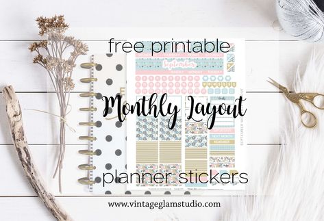 Happy Planner Layout Ideas, Planner Layout Ideas, Planner Freebies, Monthly Layout, Planner Vintage, Planner Stickers Printable, Personal Planners, To Do Planner, Happy Planner Layout