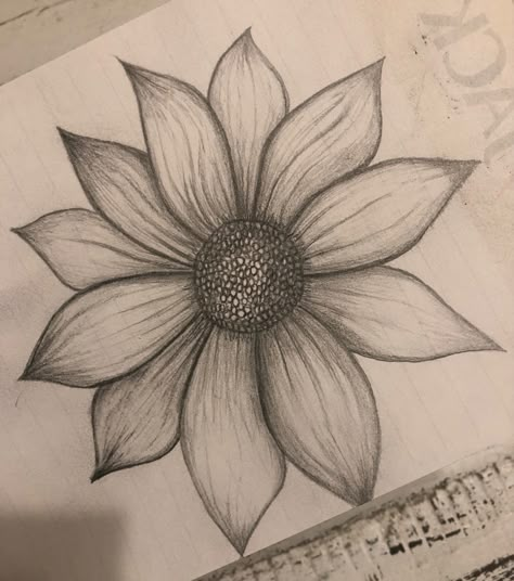 Flower Drawing Shading, Flower Shading, How To Draw Realistic Flowers, Aesthetic Rose Drawing, Sunflower Sketch Pencil, Flower Drawing Sunflower, Easy Shaded Drawings, Big Flower Drawing, Drawing Ideas With Color