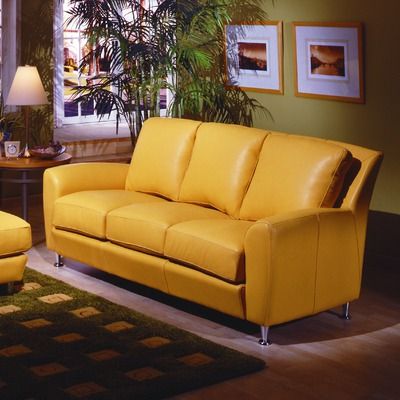 Omnia Furniture Del Mar Leather Sofa $1,850 Yellow Leather Couch, Yellow Leather Sofa, Yellow Leather Sofas, Homemade Sofa, Contemporary Leather Sofa, Diy Doors, Leather Sofa And Loveseat, Epoxy Diy, Best Leather Sofa