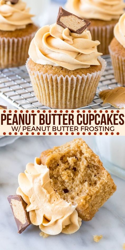 Butter Cupcake Recipe, Peanut Butter Cupcakes, Butter Cupcakes, Lost 100 Pounds, Peanut Butter Desserts, Peanut Butter Frosting, Butter Frosting, Peanut Butter Lovers, Peanut Butter Recipes