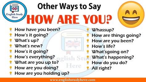 Other Ways to Say HOW ARE YOU? in English English Facts, English 101, Proper English, Business Etiquette, Other Ways To Say, English Verbs, Good Vocabulary Words, Good Vocabulary, English Language Teaching