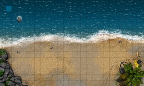 BEACH BATTLEMAP GRID 25x15 by ArtsbyJapao on DeviantArt Beach Battlemap, 5e Maps, Dnd 5, Map Assets, Chinese Palace, Fantasy Village, Dnd World Map, Fantasy Town, Fantasy World Map