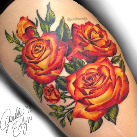 Orange Rose Tattoo, Ink Tattoo Design, Red Tattoo Ideas, Red Ink Tattoo, Seattle Tattoo, Realistic Rose Tattoo, Army Tattoos, Red Tattoo, Tattoo Convention