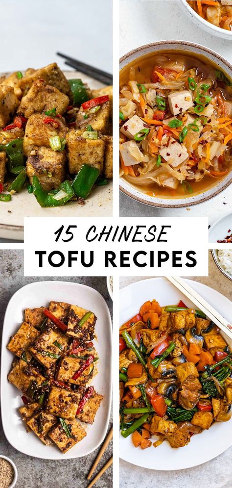 "Indulge in the delicious world of Chinese tofu with these 15 mouthwatering recipes! From classic dishes like Salt and Pepper Tofu and Hot and Sour Soup, to more adventurous options like General Tso's Tofu, this post has something for everyone. Discover the versatile nature of tofu and bring a touch of Asian flair to your kitchen with these must-try dishes. #tofu #asiantofurecipes #chineserecipes #veganrecipes Chinese Style Tofu Recipes, Healthy Chinese Tofu Recipes, General Tsos Tofu Recipes, Tofu Dishes Healthy, Tofu Recipes Asian Dishes, Vegan Asian Tofu Recipes, Chicken And Tofu Recipes, Easy Asian Vegetarian Recipes, Chinese Vegetarian Dishes