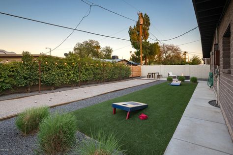 Corn hole area. Outdoor Chalkboard, Online Landscape Design, Inground Pool Landscaping, Small Patio Design, Backyard Area, Play Outside, Backyard Remodel, Corn Hole, Yard Games